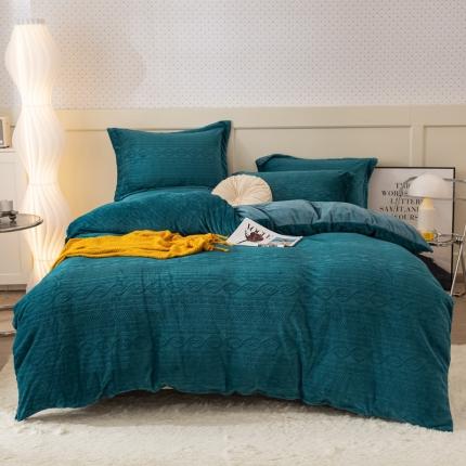 91家纺网 家纺一手货源 找家纺 （总）仟网汇 2021新款牛奶绒扭花雕花四件套