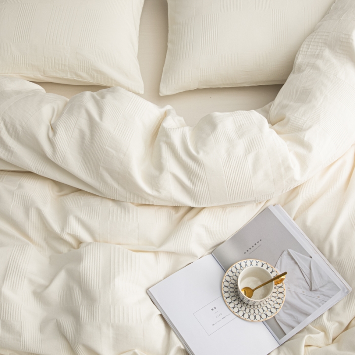 91家纺网 家纺一手货源 找家纺 安莱生活 2021新款原棉不染四件套 大方格