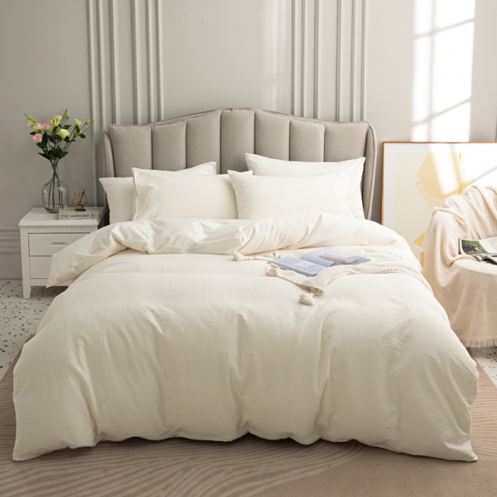 91家纺网 家纺一手货源 找家纺 安莱生活 2021新款原棉不染四件套 小方格