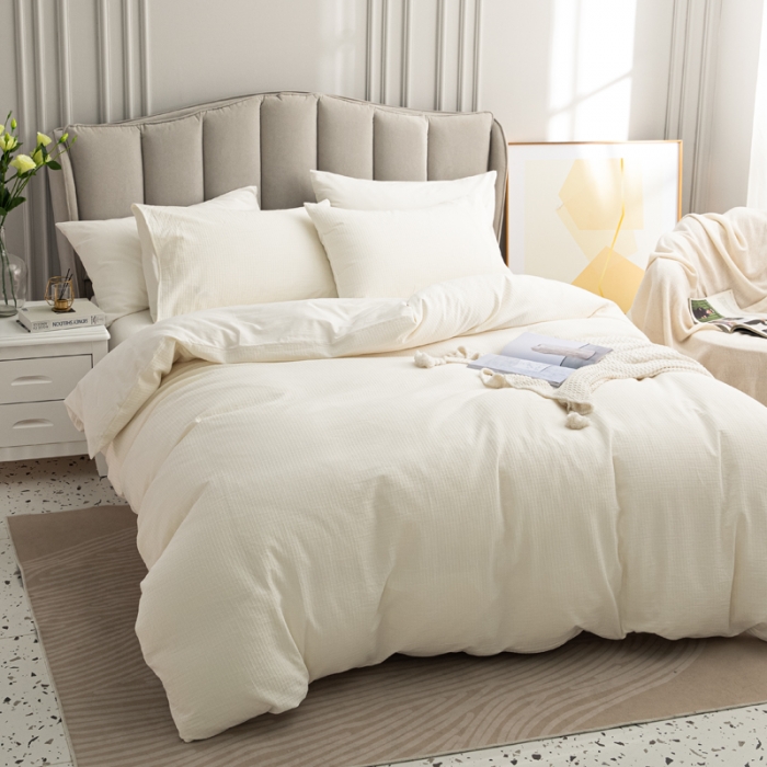 91家纺网 家纺一手货源 找家纺 安莱生活 2021新款原棉不染四件套 小方格