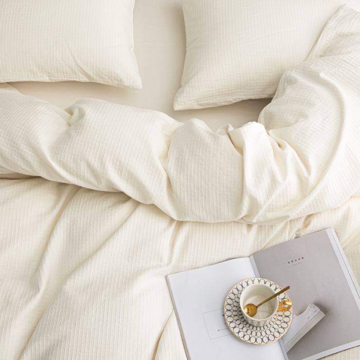 91家纺网 家纺一手货源 找家纺 安莱生活 2021新款原棉不染四件套 小方格