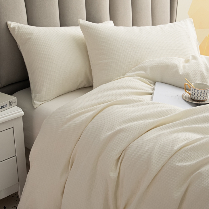 91家纺网 家纺一手货源 找家纺 安莱生活 2021新款原棉不染四件套 小方格