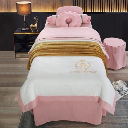 亿非达 2021新款羊绒棉双拼款美容床罩 粉色
