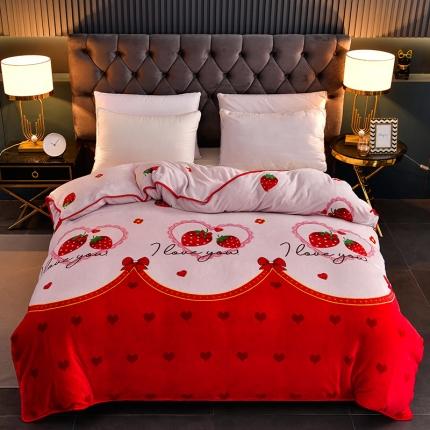 雨洋2025新款加厚保暖牛奶绒金貂婴儿绒单被套 盛世花开