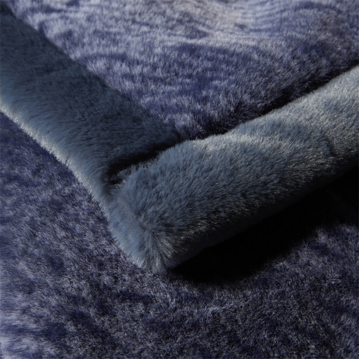 91家纺网 家纺一手货源 找家纺 凯轩毛毛毯毯子2024新款双层仿水貂皮草毛毯毯子 宾利蓝