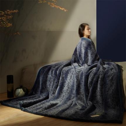 凯轩毛毛毯毯子2024新款双层仿水貂皮草毛毯毯子 宾利蓝
