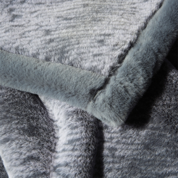 91家纺网 家纺一手货源 找家纺 凯轩毛毛毯毯子2024新款双层仿水貂皮草毛毯毯子 高级灰