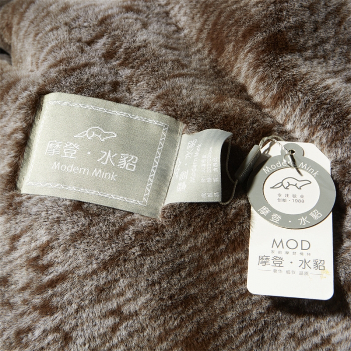 91家纺网 家纺一手货源 找家纺 凯轩毛毛毯毯子2024新款双层仿水貂皮草毛毯毯子 深褐色