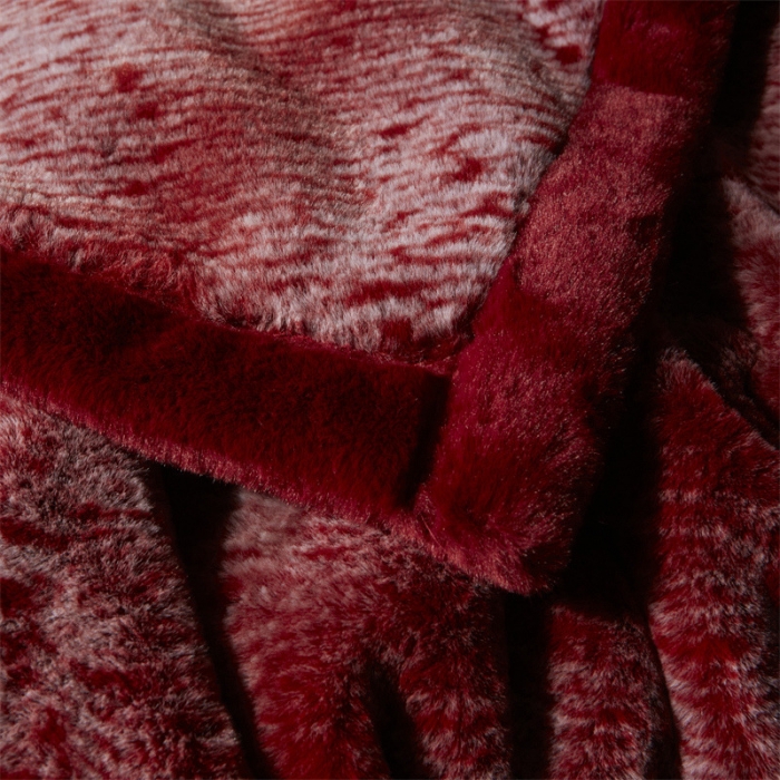 91家纺网 家纺一手货源 找家纺 凯轩毛毛毯毯子2024新款双层仿水貂皮草毛毯毯子 深红色