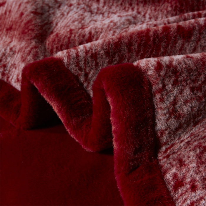 91家纺网 家纺一手货源 找家纺 凯轩毛毛毯毯子2024新款双层仿水貂皮草毛毯毯子 深红色