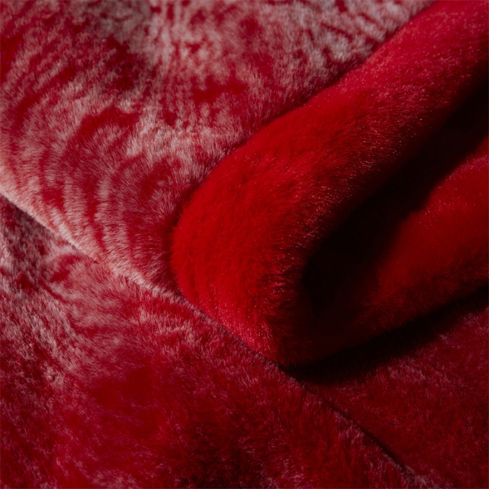 91家纺网 家纺一手货源 找家纺 凯轩毛毛毯毯子2024新款双层仿水貂皮草毛毯毯子 中国红