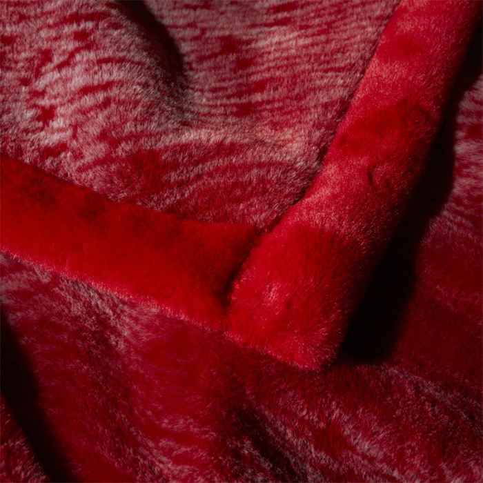 91家纺网 家纺一手货源 找家纺 凯轩毛毛毯毯子2024新款双层仿水貂皮草毛毯毯子 中国红