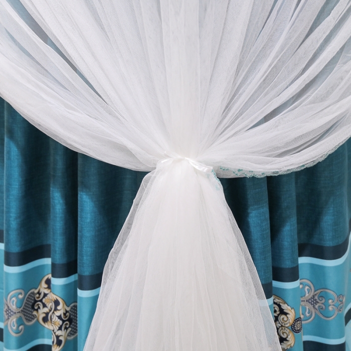 91家纺网 家纺一手货源 找家纺 千逸虹 2024新款落地扶摇中式床帘蚊帐 宫廷蓝