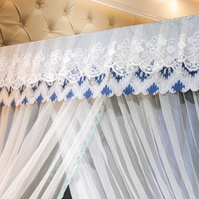 91家纺网 家纺一手货源 找家纺 千逸虹 2024新款落地扶摇中式床帘蚊帐 优雅蓝