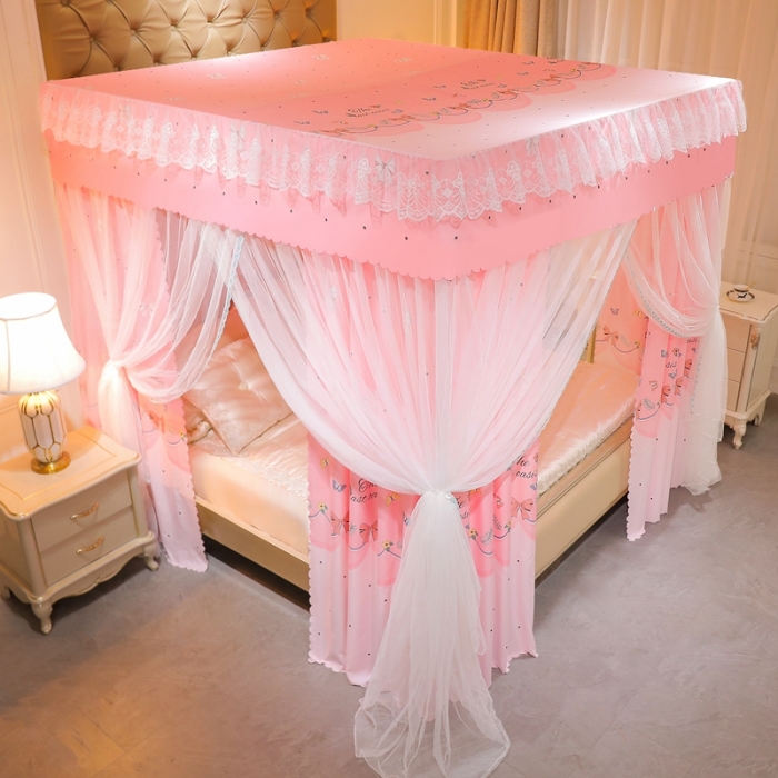 91家纺网 家纺一手货源 找家纺 千逸虹 2024新款落地扶摇中式床帘蚊帐 如意粉