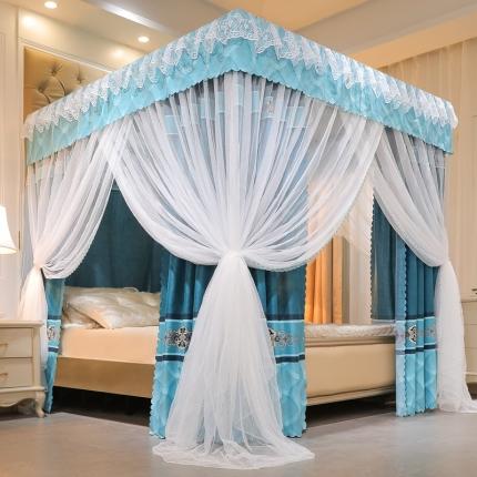 91家纺网 家纺一手货源 找家纺 千逸虹 2024新款落地扶摇中式床帘蚊帐 宫廷蓝