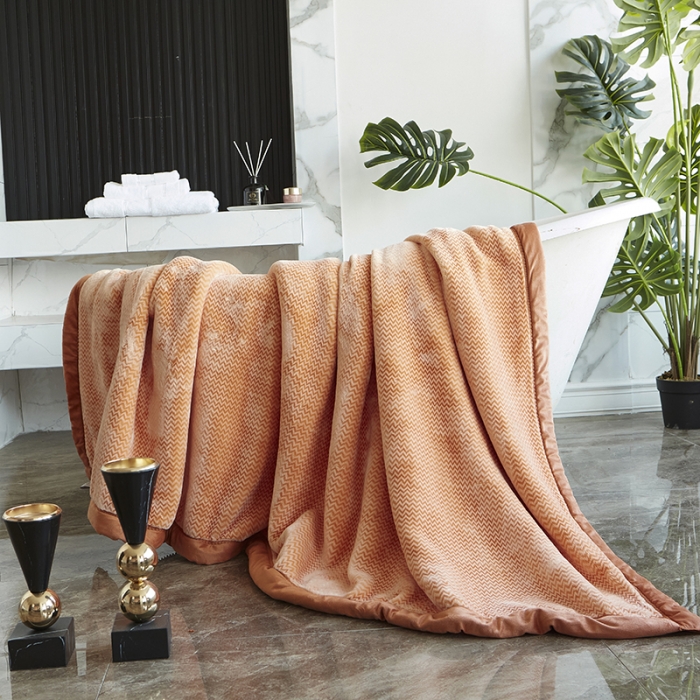 91家纺网 家纺一手货源 找家纺 凯轩毛毛毯毯子 2024新款精品韩素云毛毯毯子 橙色