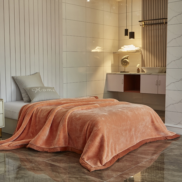 91家纺网 家纺一手货源 找家纺 凯轩毛毛毯毯子 2024新款精品韩素云毛毯毯子 橙色