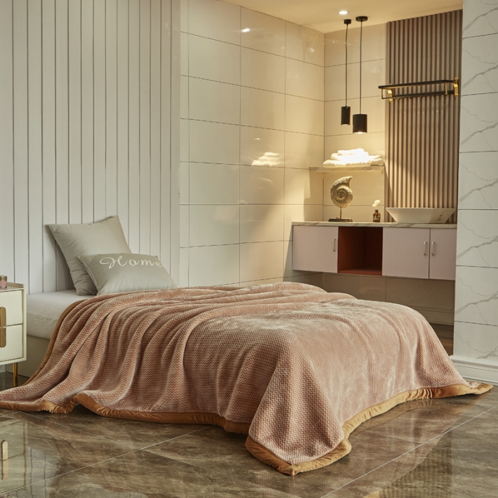 91家纺网 家纺一手货源 找家纺 凯轩毛毛毯毯子 2024新款精品韩素云毛毯毯子 卡其