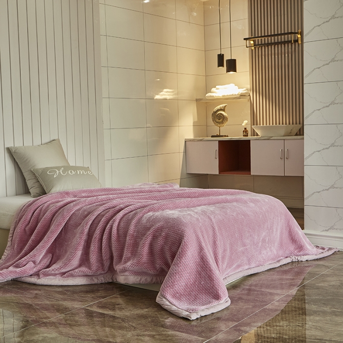 91家纺网 家纺一手货源 找家纺 凯轩毛毛毯毯子 2024新款精品韩素云毛毯毯子 浅紫