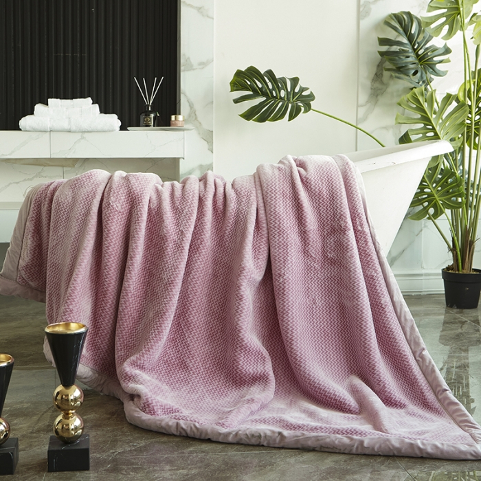 91家纺网 家纺一手货源 找家纺 凯轩毛毛毯毯子 2024新款精品韩素云毛毯毯子 浅紫