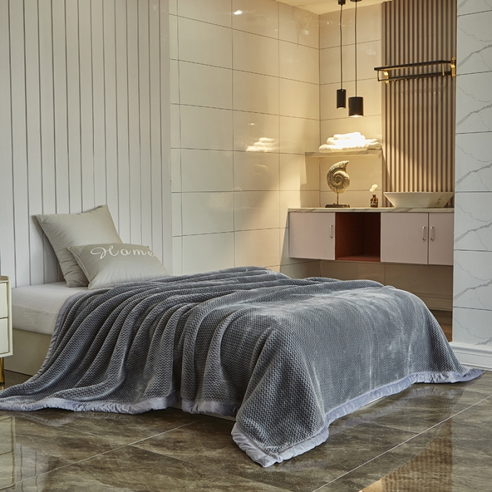 91家纺网 家纺一手货源 找家纺 凯轩毛毛毯毯子 2024新款精品韩素云毛毯毯子 深灰