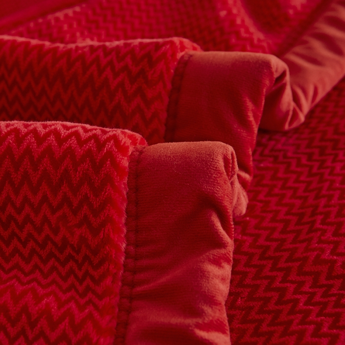 91家纺网 家纺一手货源 找家纺 凯轩毛毛毯毯子 2024新款精品韩素云毛毯毯子 喜庆红