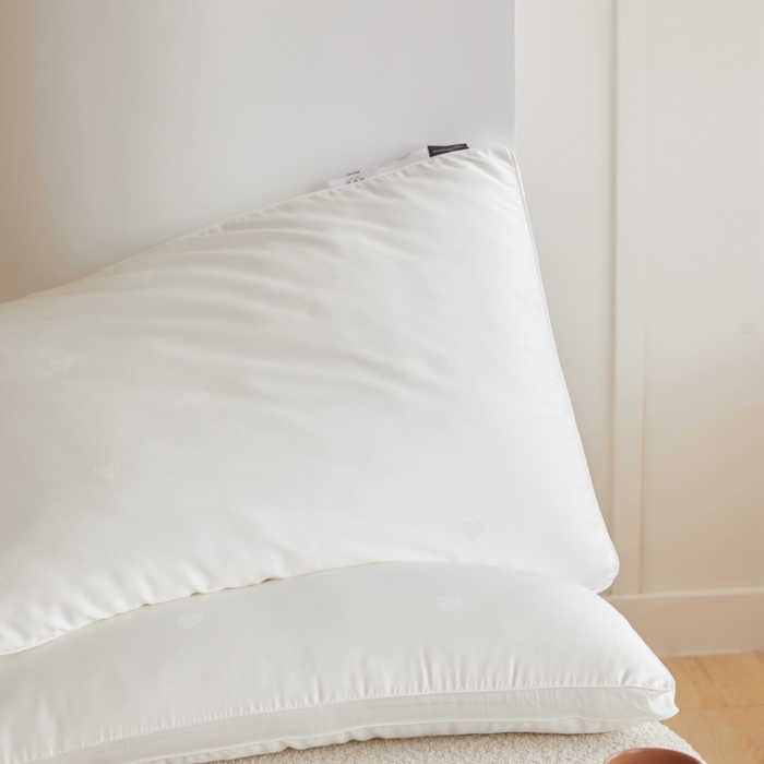 91家纺网 家纺一手货源 找家纺 （总）伟邦枕芯 2021新款80天丝爱心羽丝绒（棚拍图）