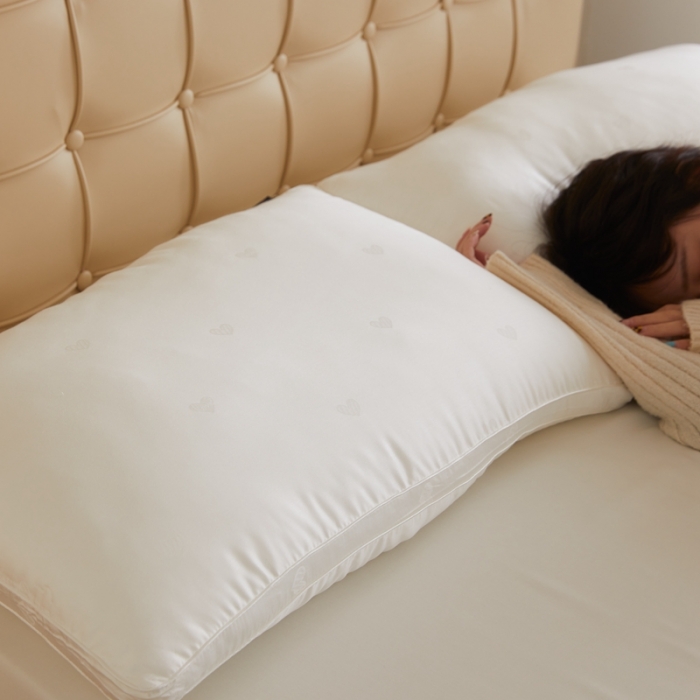 91家纺网 家纺一手货源 找家纺 （总）伟邦枕芯 2021新款80天丝爱心羽丝绒（棚拍图）