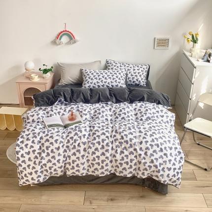 91家纺网 家纺一手货源 找家纺 怡家居 2021新款AB版棉加绒四件套卡通系列 心语心愿