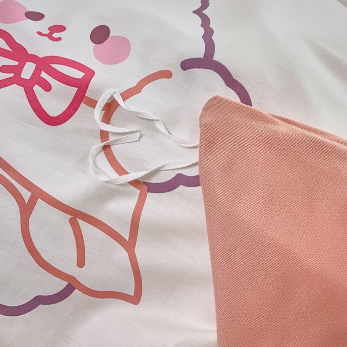 91家纺网 家纺一手货源 找家纺 怡家居 2021新款AB版棉加绒四件套卡通系列 粉粉兔