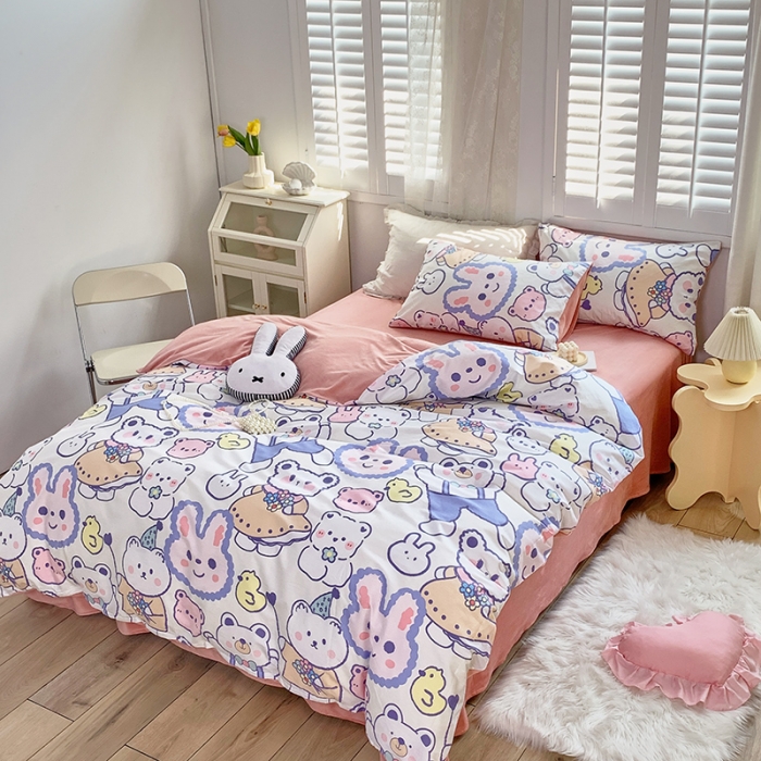 91家纺网 家纺一手货源 找家纺 怡家居 2021新款AB版棉加绒四件套卡通系列 乐园