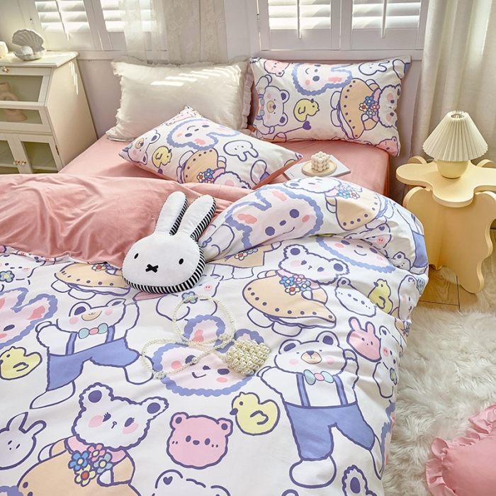 91家纺网 家纺一手货源 找家纺 怡家居 2021新款AB版棉加绒四件套卡通系列 乐园