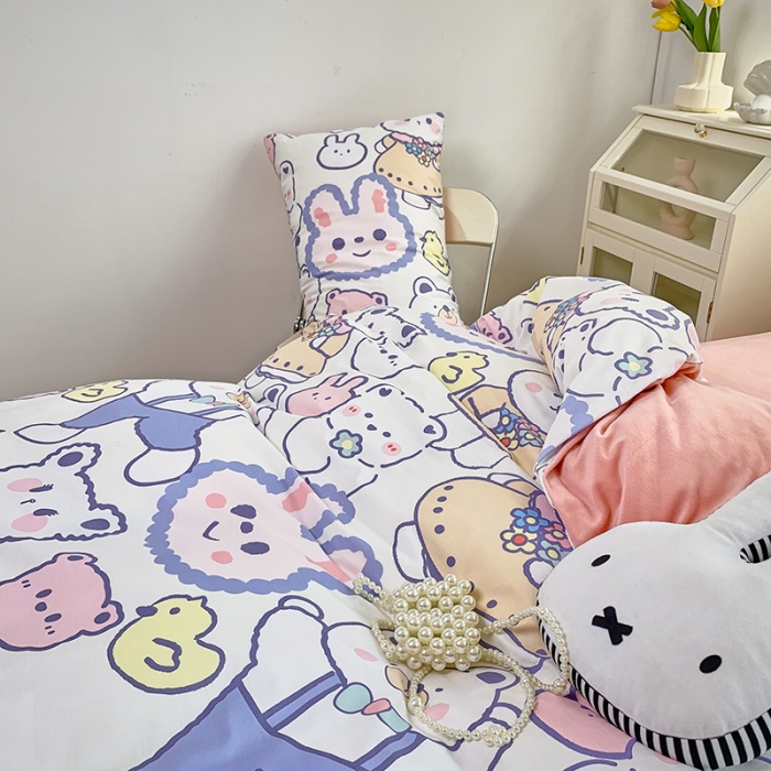 91家纺网 家纺一手货源 找家纺 怡家居 2021新款AB版棉加绒四件套卡通系列 乐园