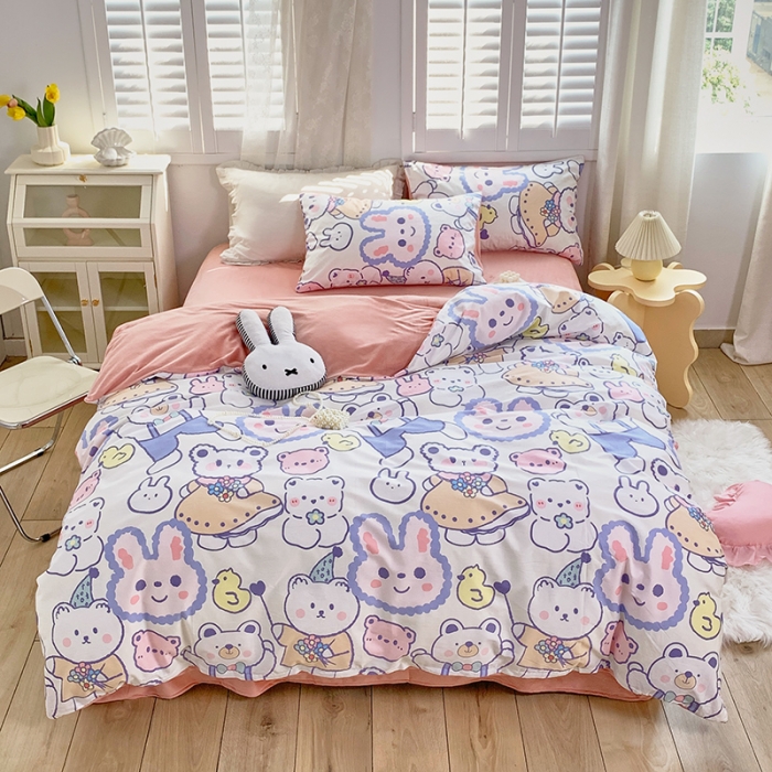 91家纺网 家纺一手货源 找家纺 怡家居 2021新款AB版棉加绒四件套卡通系列 乐园