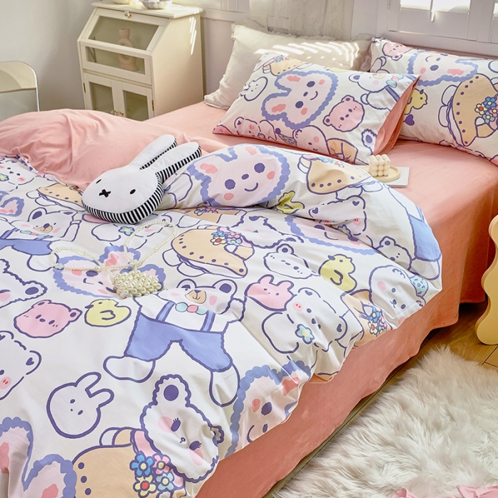 91家纺网 家纺一手货源 找家纺 怡家居 2021新款AB版棉加绒四件套卡通系列 乐园