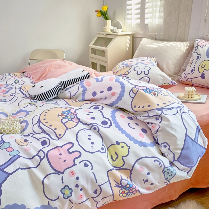 91家纺网 家纺一手货源 找家纺 怡家居 2021新款AB版棉加绒四件套卡通系列 乐园
