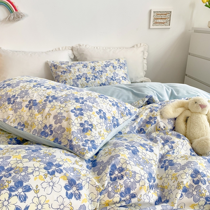 91家纺网 家纺一手货源 找家纺 怡家居 2021新款AB版棉加绒四件套卡通系列 奇趣-蓝