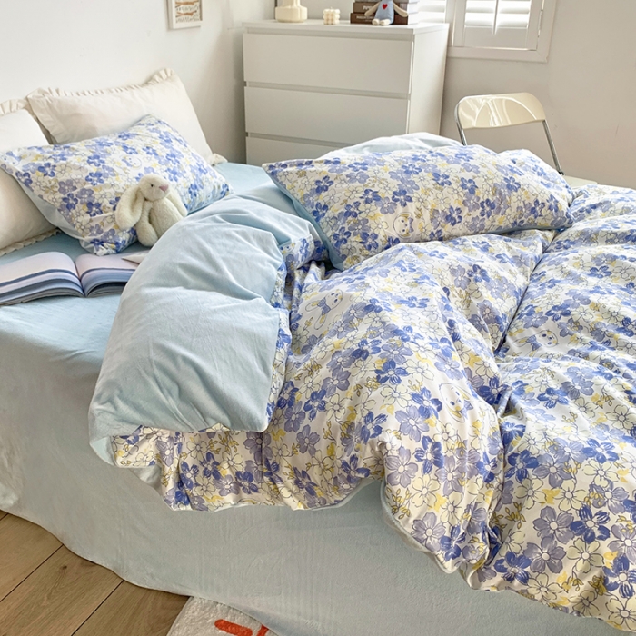 91家纺网 家纺一手货源 找家纺 怡家居 2021新款AB版棉加绒四件套卡通系列 奇趣-蓝