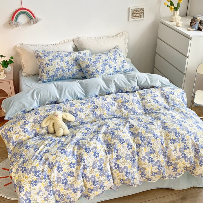 91家纺网 家纺一手货源 找家纺 怡家居 2021新款AB版棉加绒四件套卡通系列 奇趣-蓝