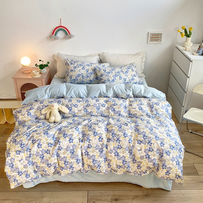 91家纺网 家纺一手货源 找家纺 怡家居 2021新款AB版棉加绒四件套卡通系列 奇趣-蓝