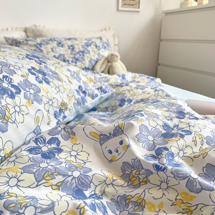 91家纺网 家纺一手货源 找家纺 怡家居 2021新款AB版棉加绒四件套卡通系列 奇趣-蓝