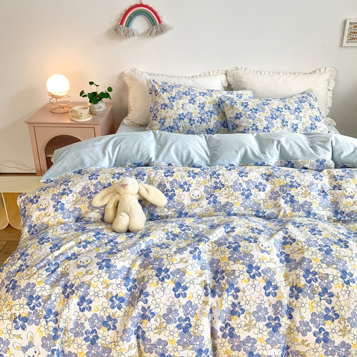 91家纺网 家纺一手货源 找家纺 怡家居 2021新款AB版棉加绒四件套卡通系列 奇趣-蓝