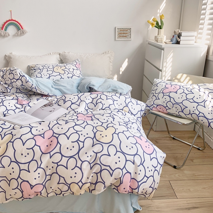 91家纺网 家纺一手货源 找家纺 怡家居 2021新款AB版棉加绒四件套卡通系列 兔宝宝