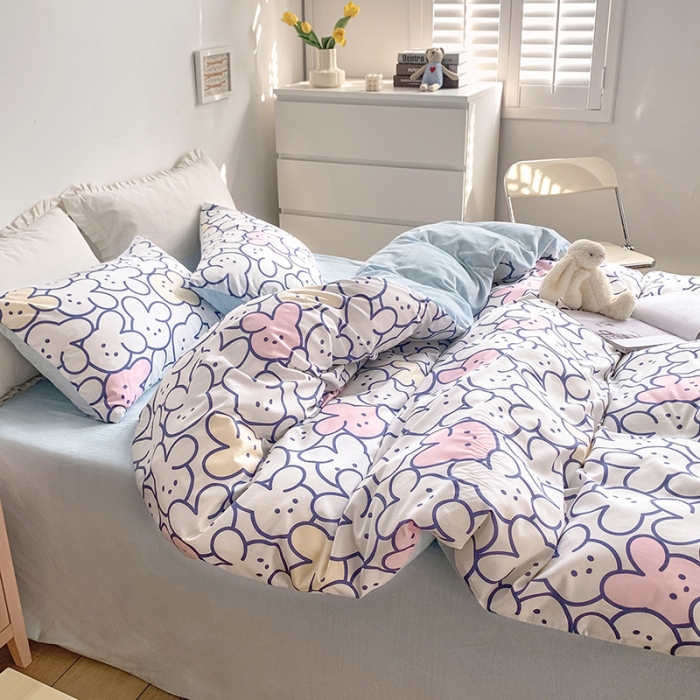 91家纺网 家纺一手货源 找家纺 怡家居 2021新款AB版棉加绒四件套卡通系列 兔宝宝