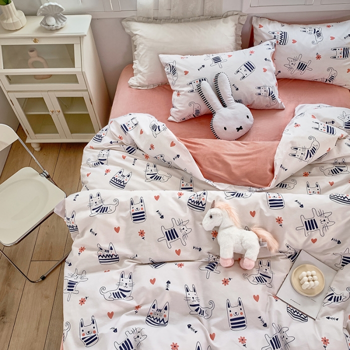 91家纺网 家纺一手货源 找家纺 怡家居 2021新款AB版棉加绒四件套卡通系列 小精灵