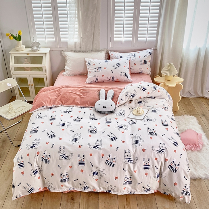 91家纺网 家纺一手货源 找家纺 怡家居 2021新款AB版棉加绒四件套卡通系列 小精灵