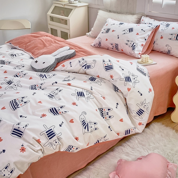 91家纺网 家纺一手货源 找家纺 怡家居 2021新款AB版棉加绒四件套卡通系列 小精灵