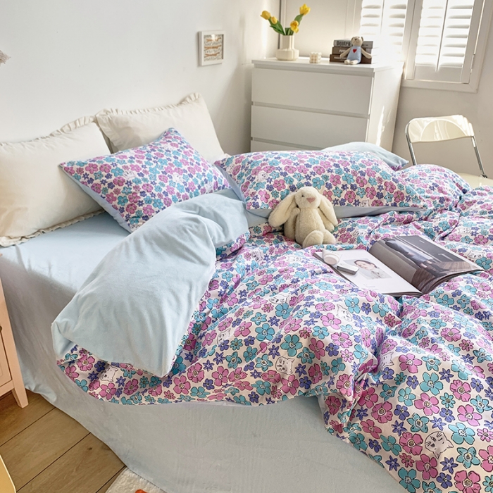 91家纺网 家纺一手货源 找家纺 怡家居 2021新款AB版棉加绒四件套卡通系列 小萌宠