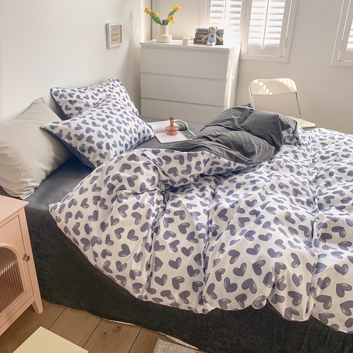 91家纺网 家纺一手货源 找家纺 怡家居 2021新款AB版棉加绒四件套卡通系列 心语心愿